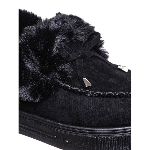 Black fur moccasins, NEW Cozette Ankle Shootie - Picture 5 of 10